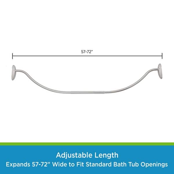 Kenney Twist & Fit No Tools Curved Camlock Tension Shower Curtain Rod, 5772" Brushed Nickel